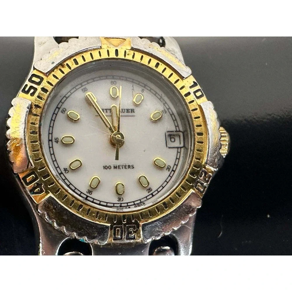 Wittnauer Two Tone 100M Diver Watch White Dial Date 039/1 (10)
